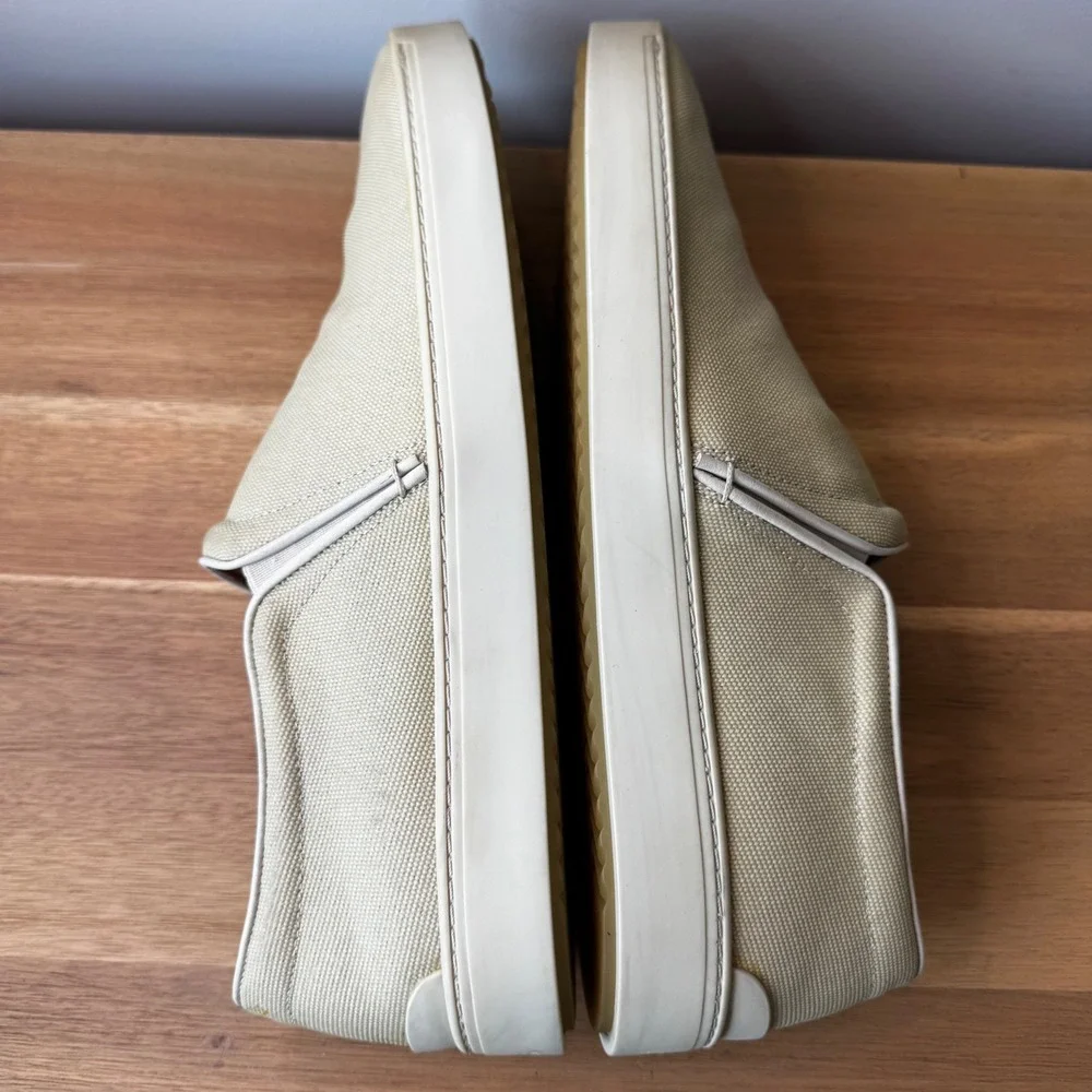 Rag & Bone Men 12 EU 45 Cream Off White Canvas Slip On Sneaker Loafers Casual